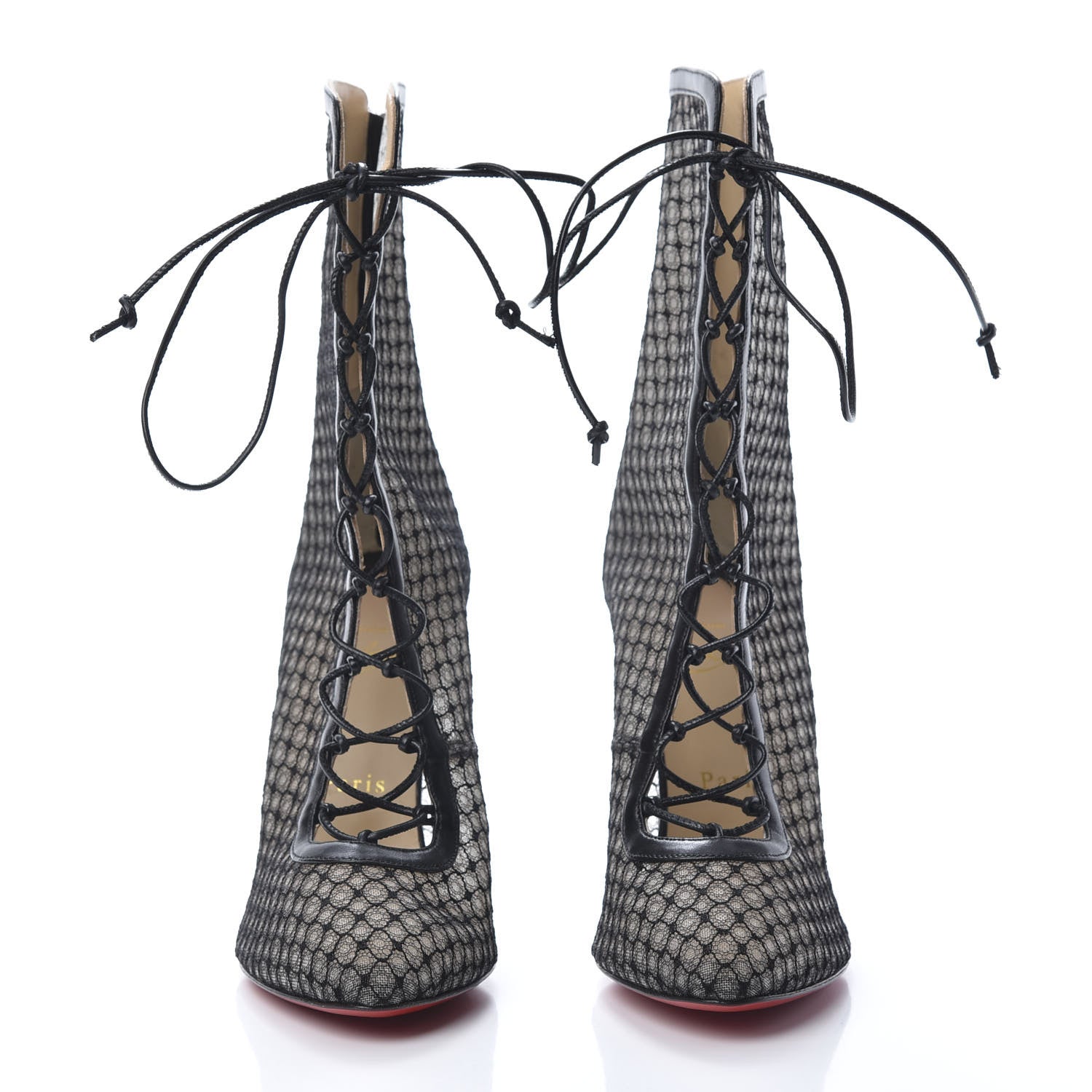 Christian Louboutin Nappa Fishnet Lace Hotero 100 Ankle Boots 38.5 Black 2 of 10