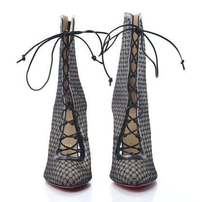 Christian Louboutin Nappa Fishnet Lace Hotero 100 Ankle Boots 38.5 Black 2 of 10
