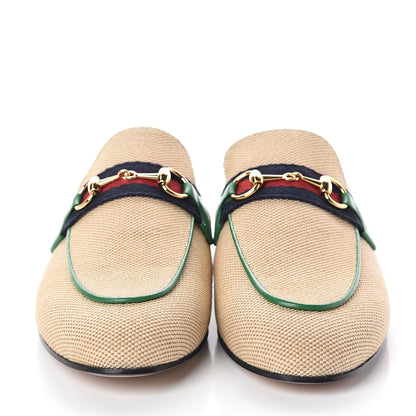 Gucci Canvas Vintage Charlotte Web Womens Princetown Slippers 37.5 Sand New Shamarock 2 of 7