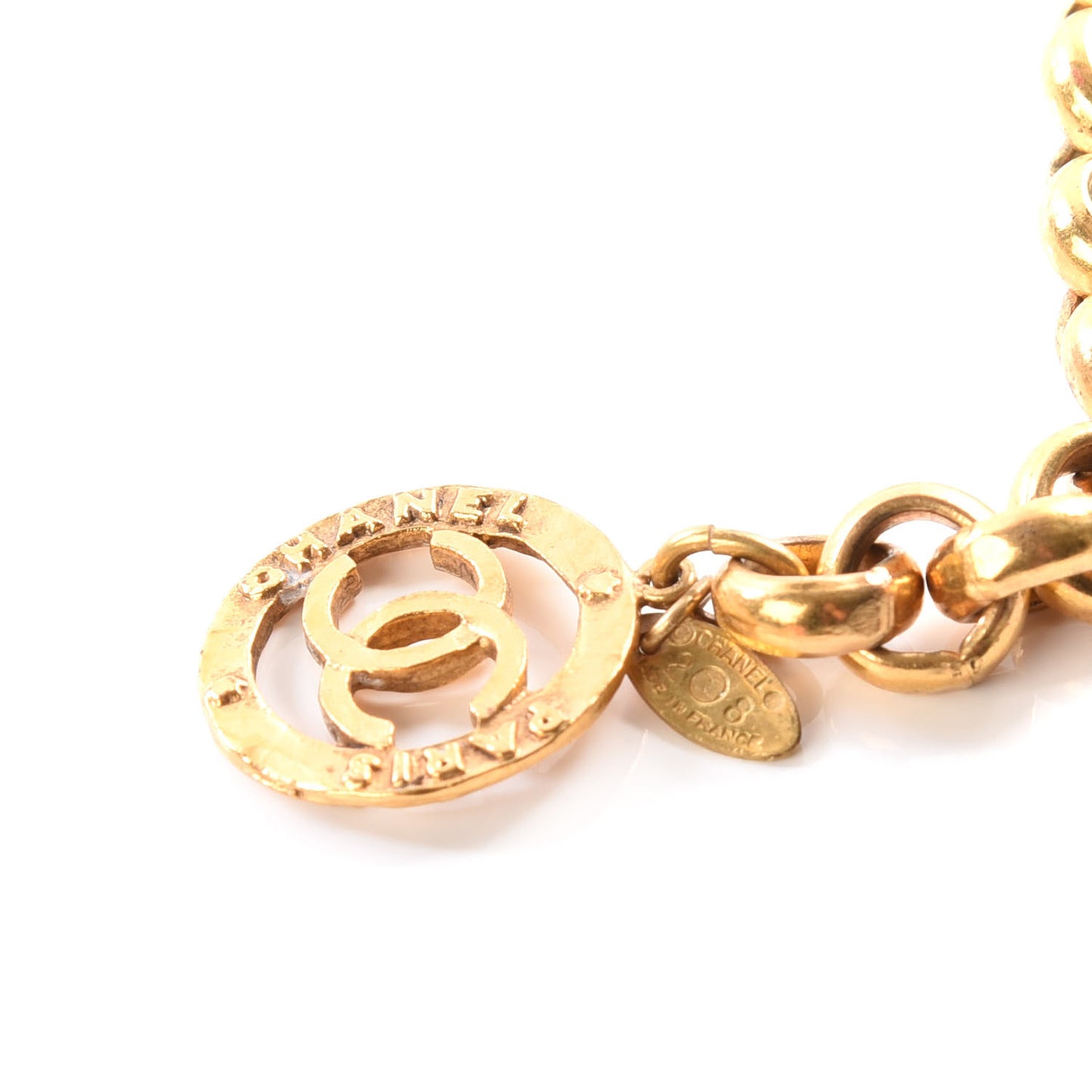 Metal Chain CC Medallion Belt Gold