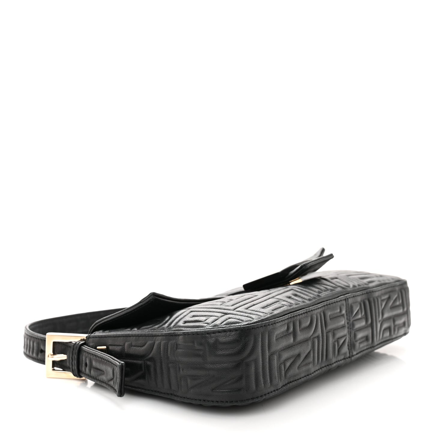 Nappa Logo Embossed Baguette Black