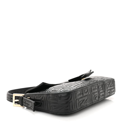 Fendi Nappa Logo Embossed Baguette Black 4 of 10