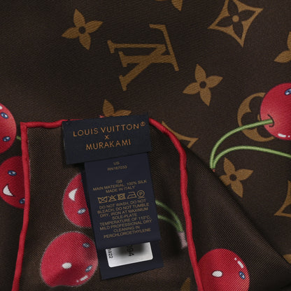 Louis Vuitton LV X TM Silk Monogram Cerises Square Scarf 90 Brown 3 of 3