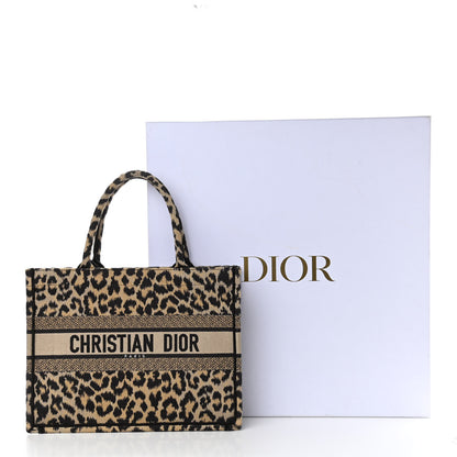 Christian Dior Canvas Mizza Embroidered Medium Leopard Book Tote Beige 11 of 11