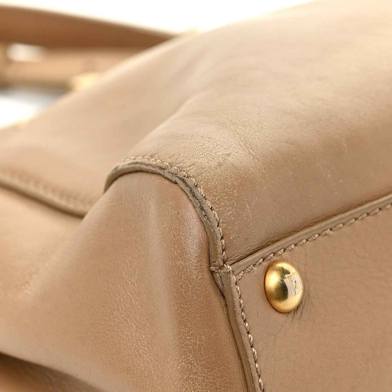 Fendi Calfskin Medium Peekaboo Iconic Satchel Tan 8 of 37