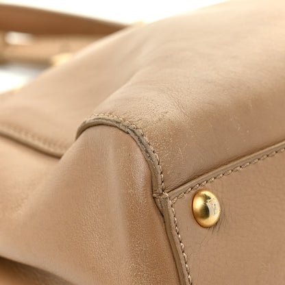 Fendi Calfskin Medium Peekaboo Iconic Satchel Tan 8 of 37