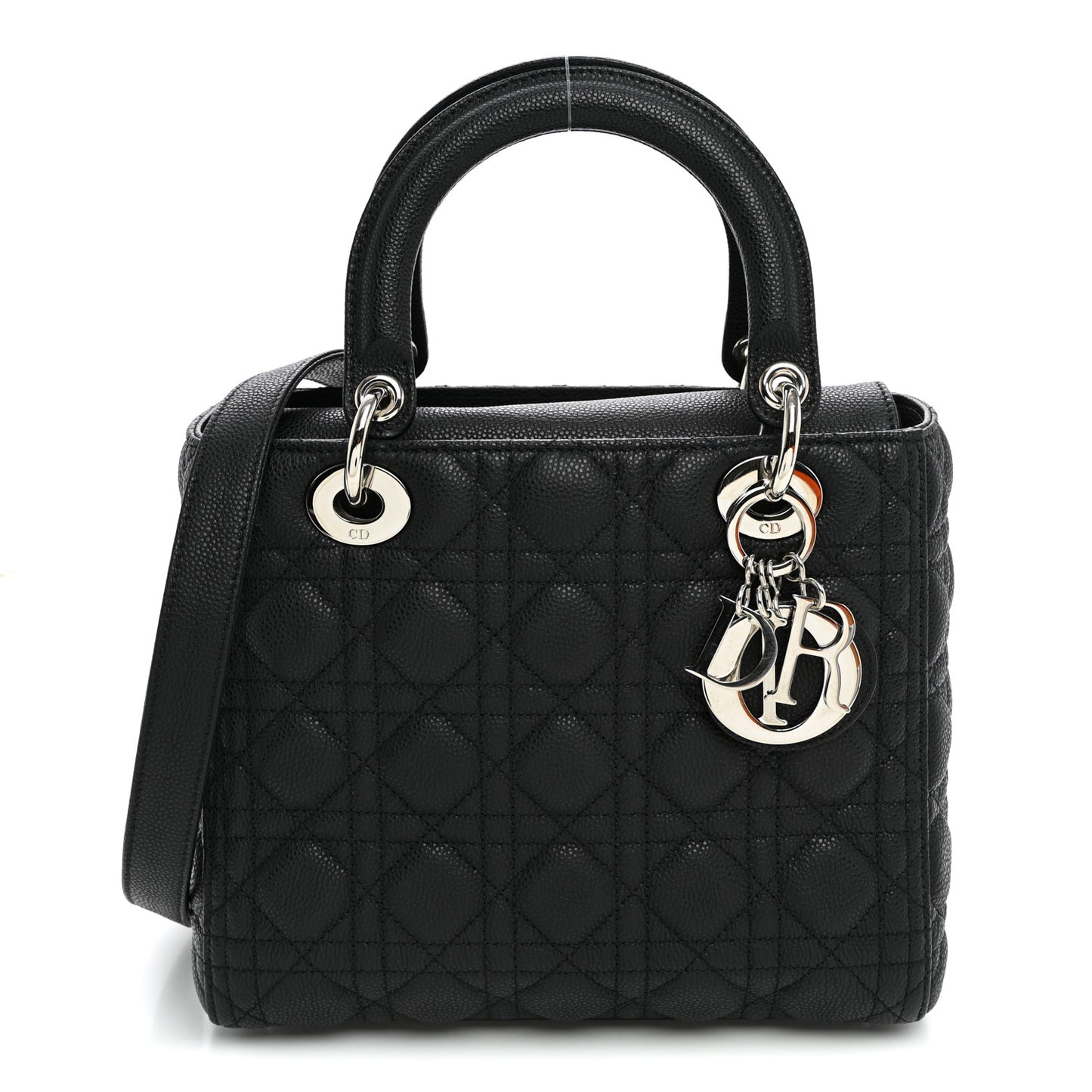 Grained Calfskin Cannage Medium Lady Dior Black