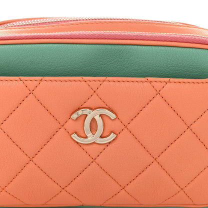 Chanel Goatskin Quilted Tri-Color In & Out Waist Bag Orange Green Pink 10 of 13