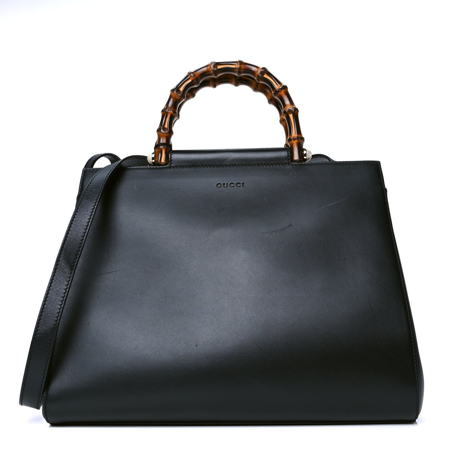 Nappa Bamboo Medium Nymphaea Top Handle Bag Black