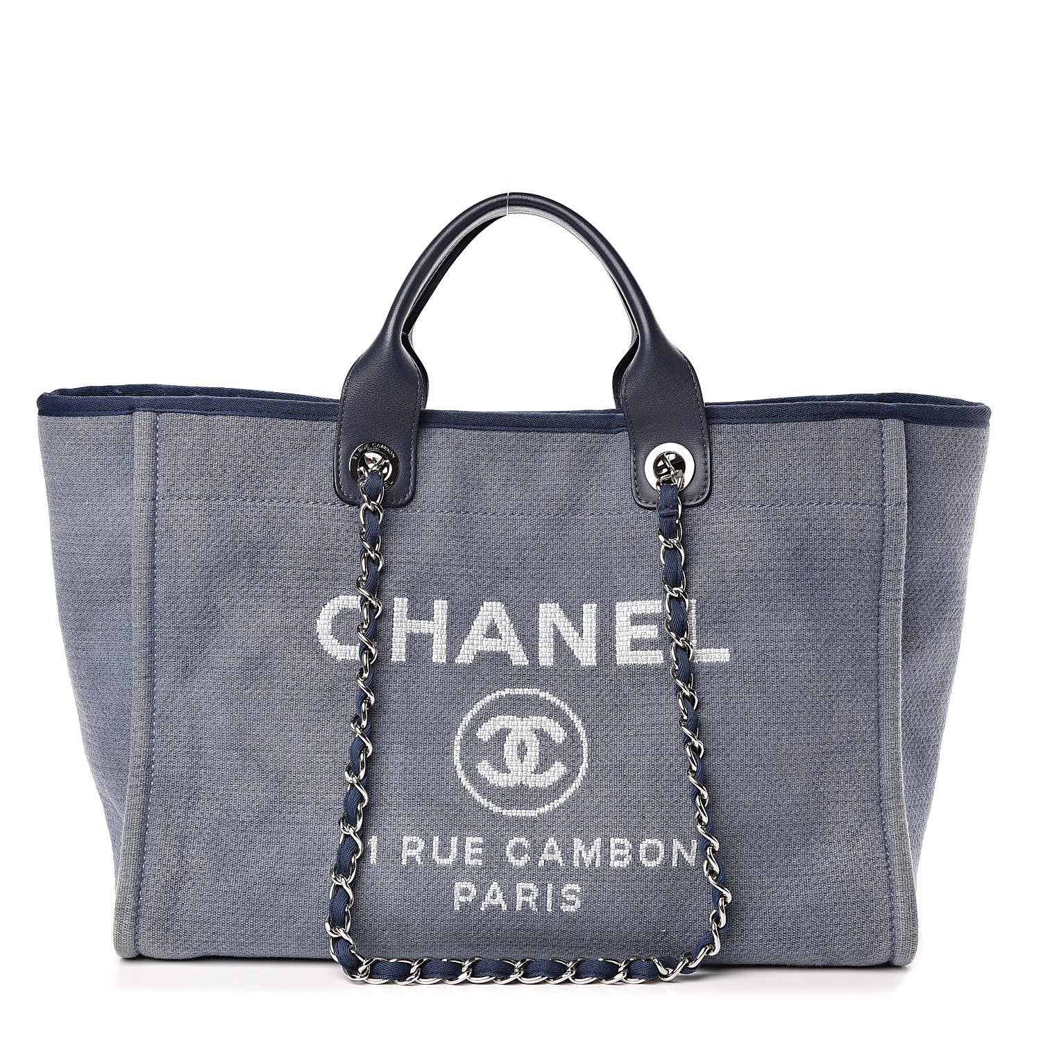 Chanel Canvas Deauville Large Tote Denim Blue 1 of 10
