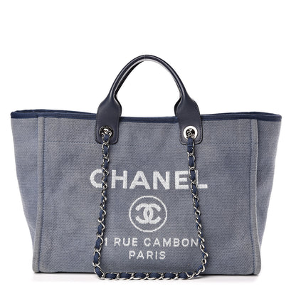 Chanel Canvas Deauville Large Tote Denim Blue 1 of 10