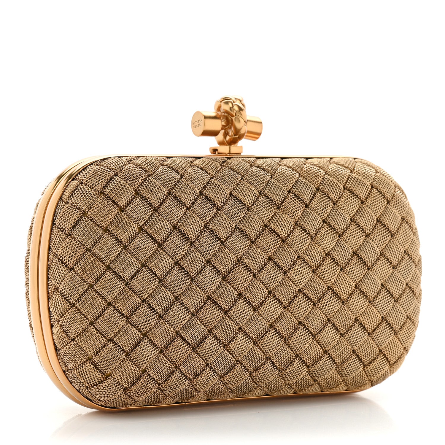 Bottega Veneta Intreccio Oro Bruciato Knot Clutch 3 of 8