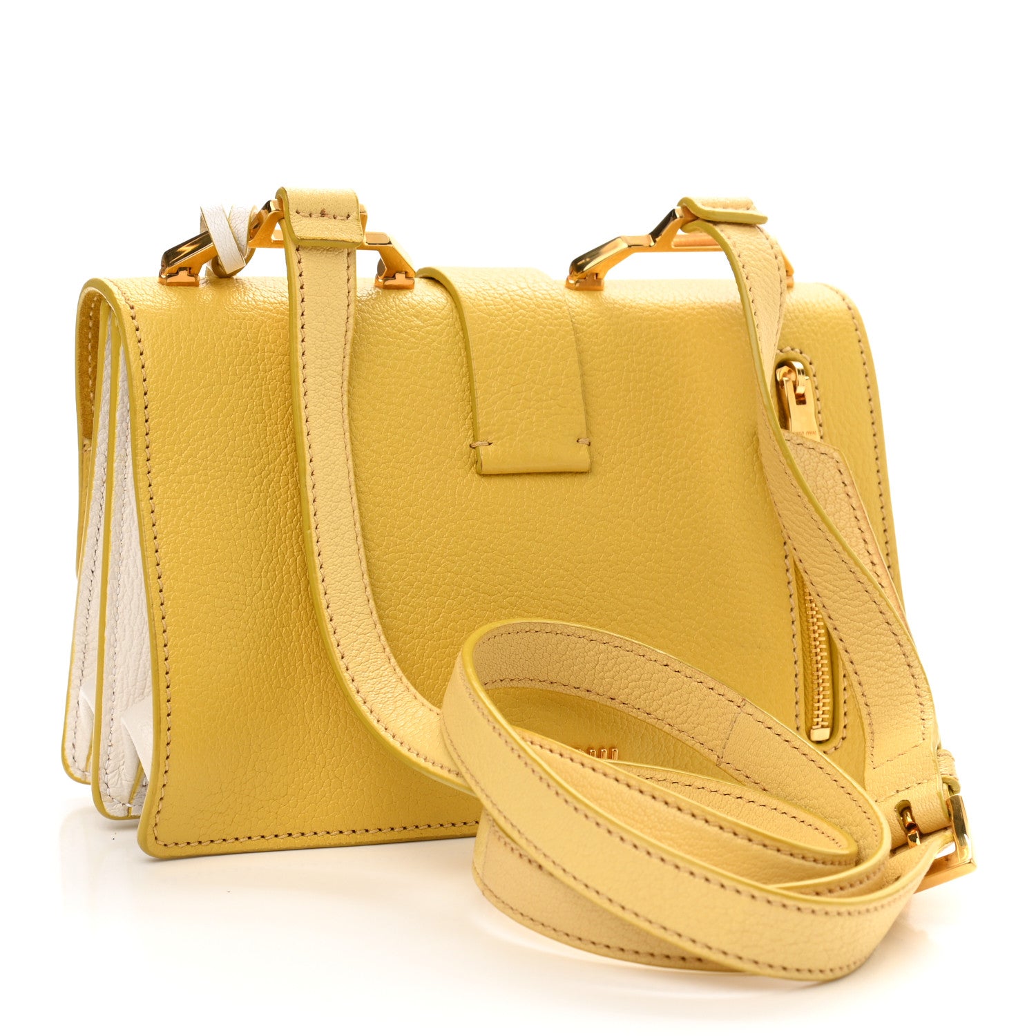 Miu Miu Goatskin Bandoliera Madras Bi-Color Shoulder Bag Yellow 3 of 11