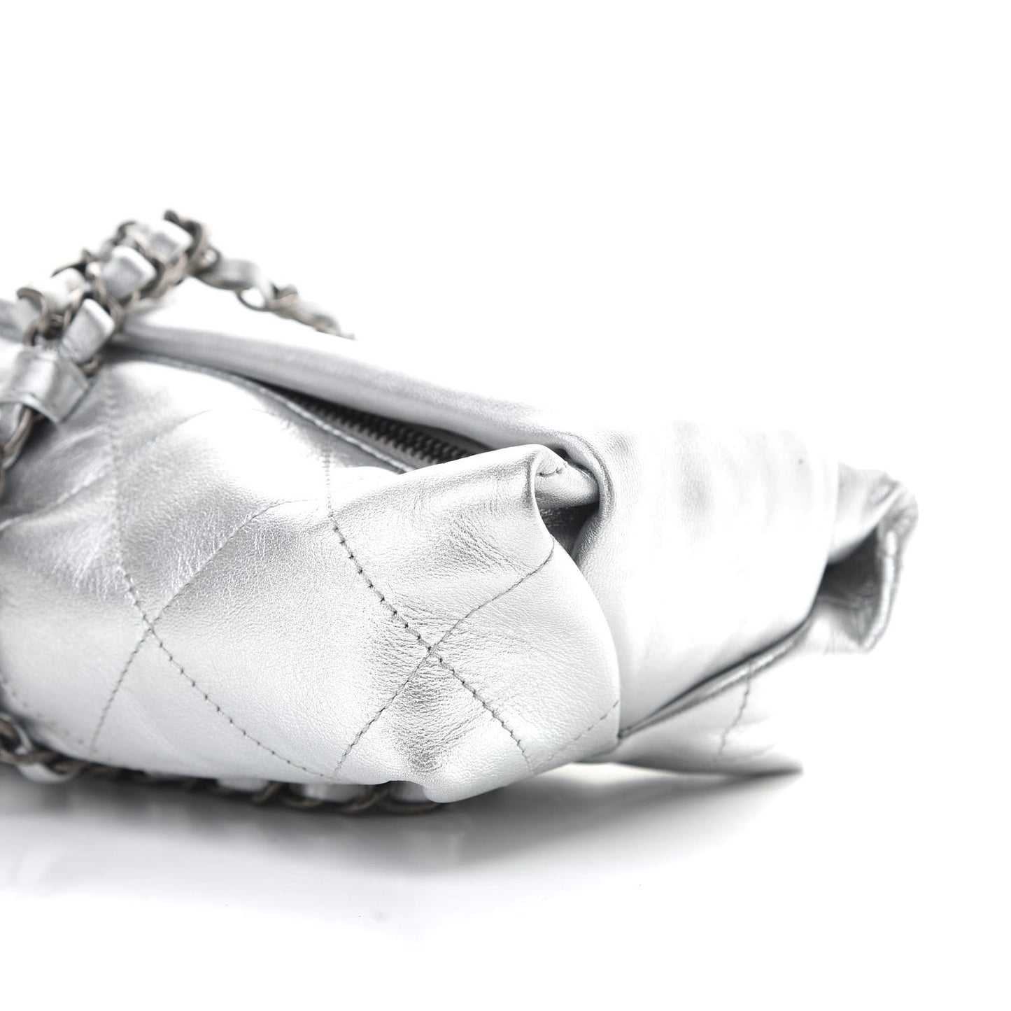 Metallic Calfskin Quilted Baluchon Silver