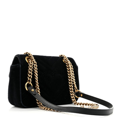 Gucci Velvet Matelasse Mini GG Marmont Shoulder Bag Black 3 of 10