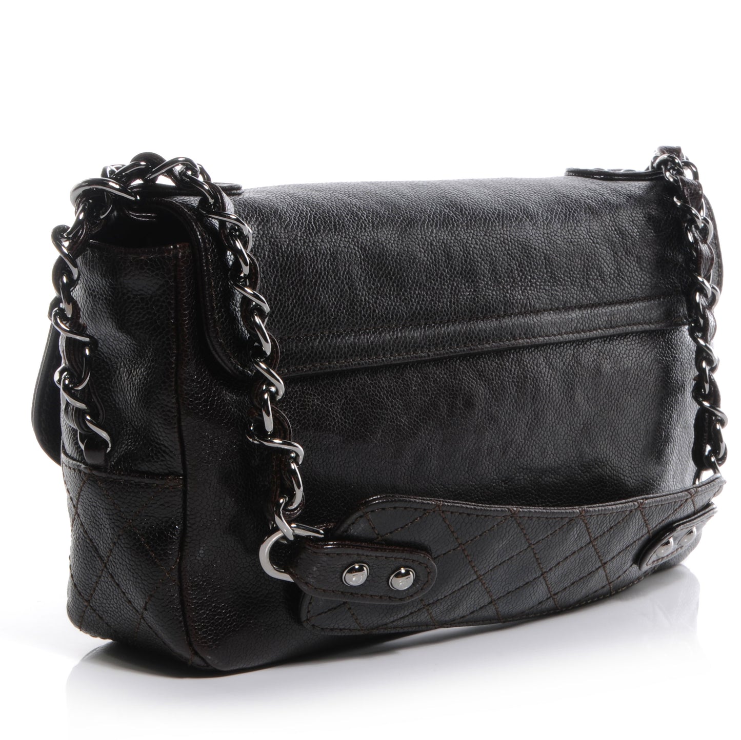 Glazed Caviar Small Pocket In The City Shoulder Bag Brown