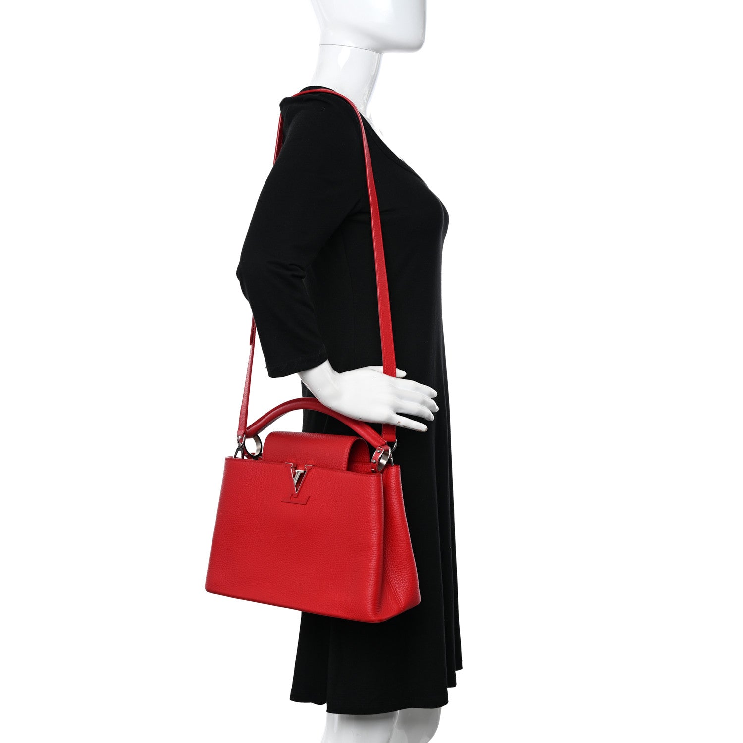Louis Vuitton Taurillon Capucines PM Rubis 2 of 9