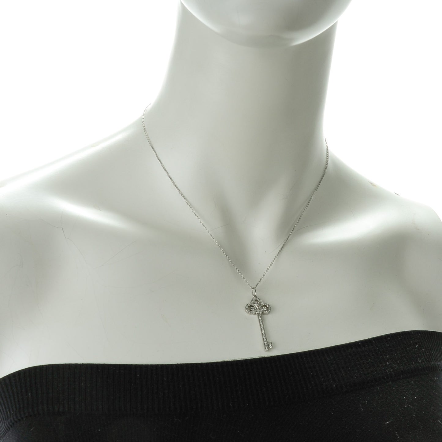 Platinum Diamond .90ct Fleur De Lis Key Pendant Necklace
