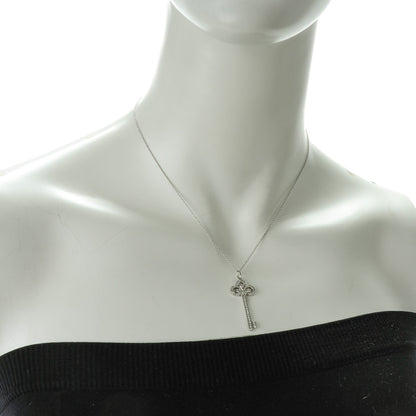 Tiffany Platinum Diamond .90ct Fleur De Lis Key Pendant Necklace 2 of 8