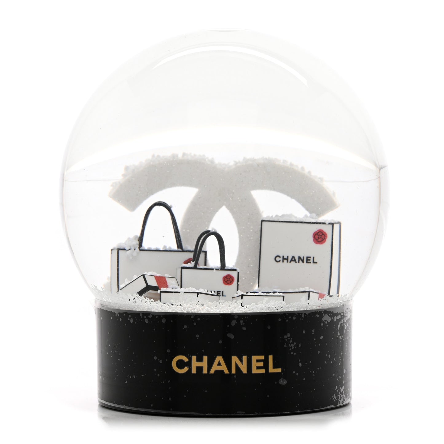 Glass CC Shopping Bag Snow Globe