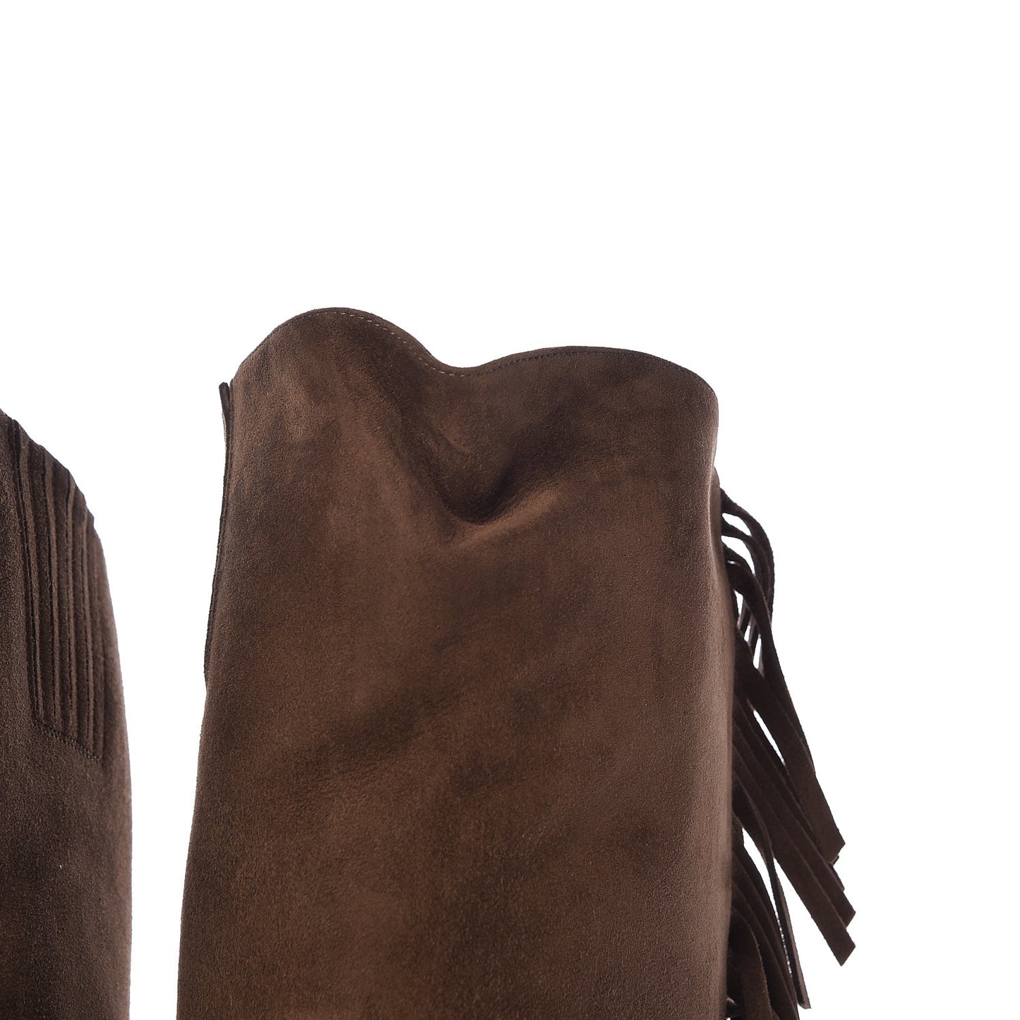 Suede Goatskin BB 20 Over The Knee Fringed Boots 37 Coffee Brown
