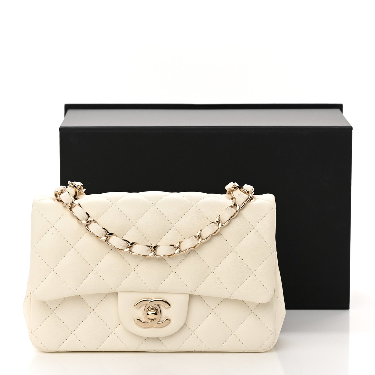 Chanel Lambskin Quilted Mini Rectangular Flap White 14 of 14