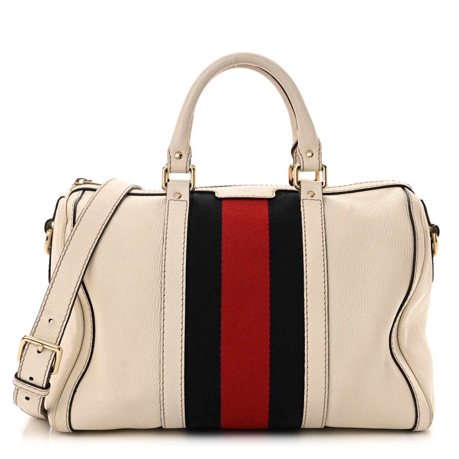 Gucci Calfskin Vintage Web Medium Boston White 1 of 23