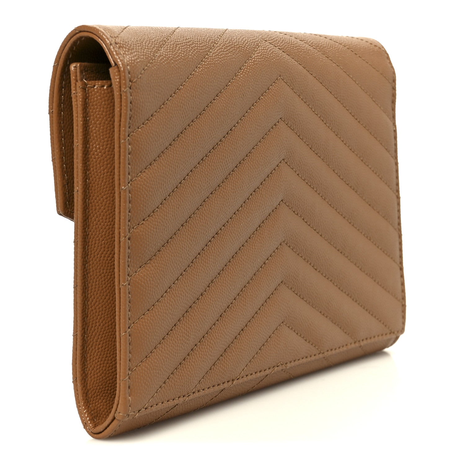 Saint Laurent Grain De Poudre Matelasse Chevron Monogram Cassandre Flap Pouch Natural Dark 3 of 8