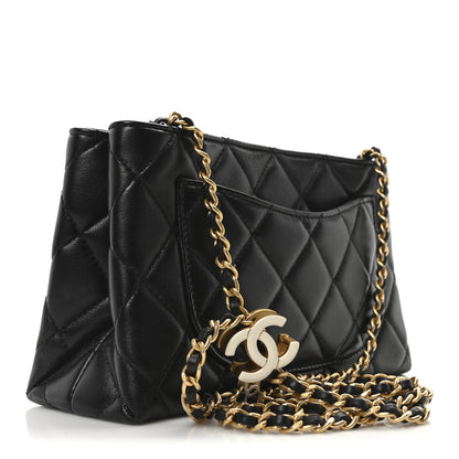 Chanel Lambskin Quilted Enamel Mini Shopping Bag Black 3 of 10