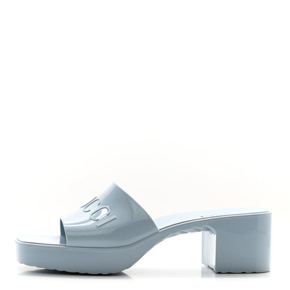 Gucci Rubber Gucci Logo Womens Platform 20/60mm Slide Sandals Porcelain Light Blue 1 of 12