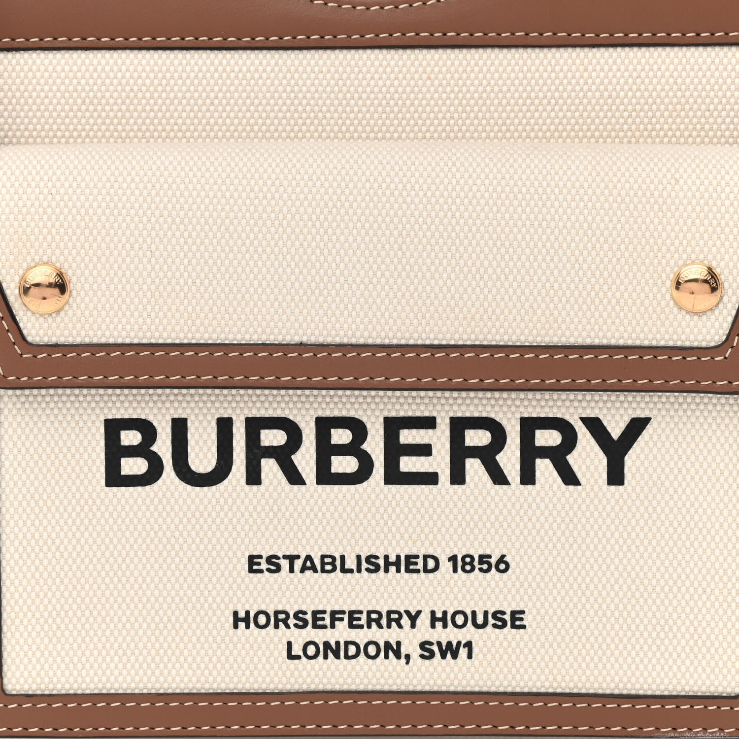 Burberry Canvas Smooth Calfskin Two Tone Mini Pocket Bag Natural Malt Brown 8 of 10