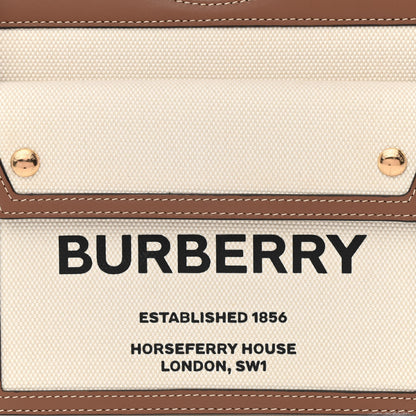 Burberry Canvas Smooth Calfskin Two Tone Mini Pocket Bag Natural Malt Brown 8 of 10