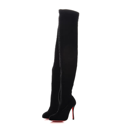 Christian Louboutin Velvet Classe 100 Stretch Over The Knee Boots 36.5 Black 2 of 6