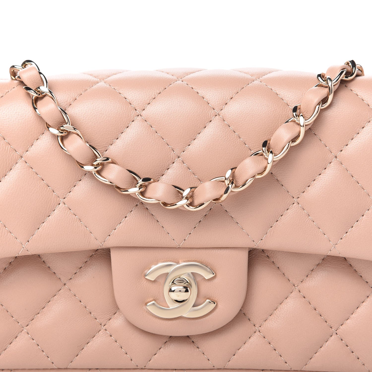 Chanel Lambskin Quilted Mini Rectangular Flap Beige 10 of 11