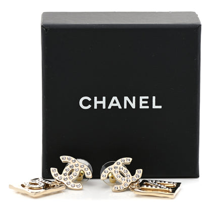 Chanel Crystal CC No 5 Drop Earrings Gold 5 of 5