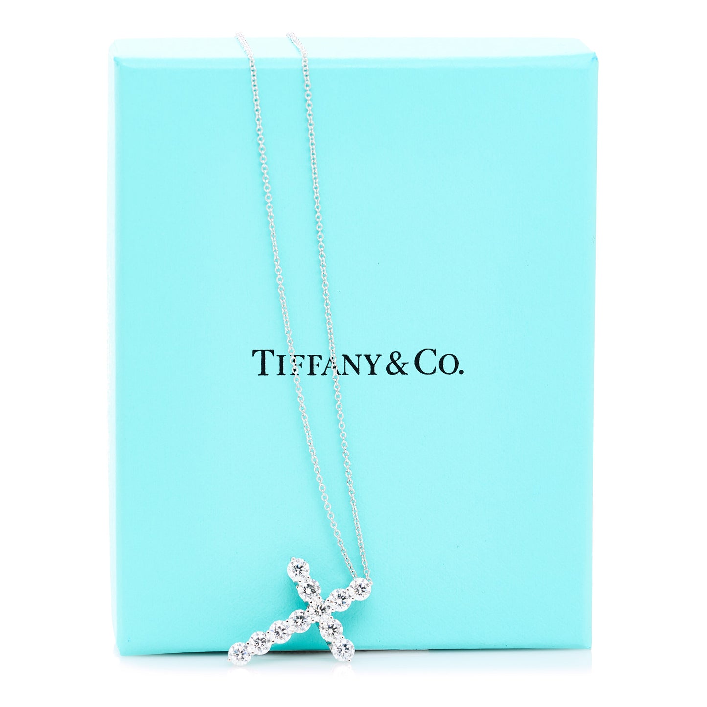 Platinum Diamond Large Cross Pendant Necklace