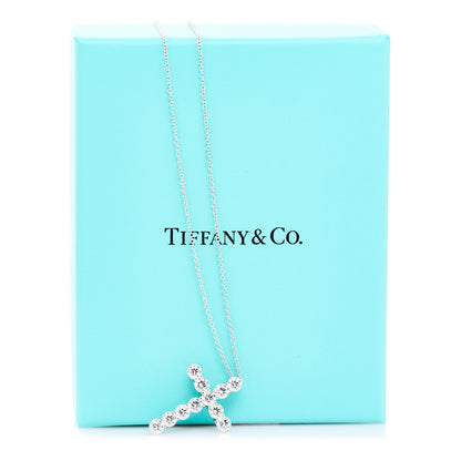 Tiffany Platinum Diamond Large Cross Pendant Necklace 6 of 6