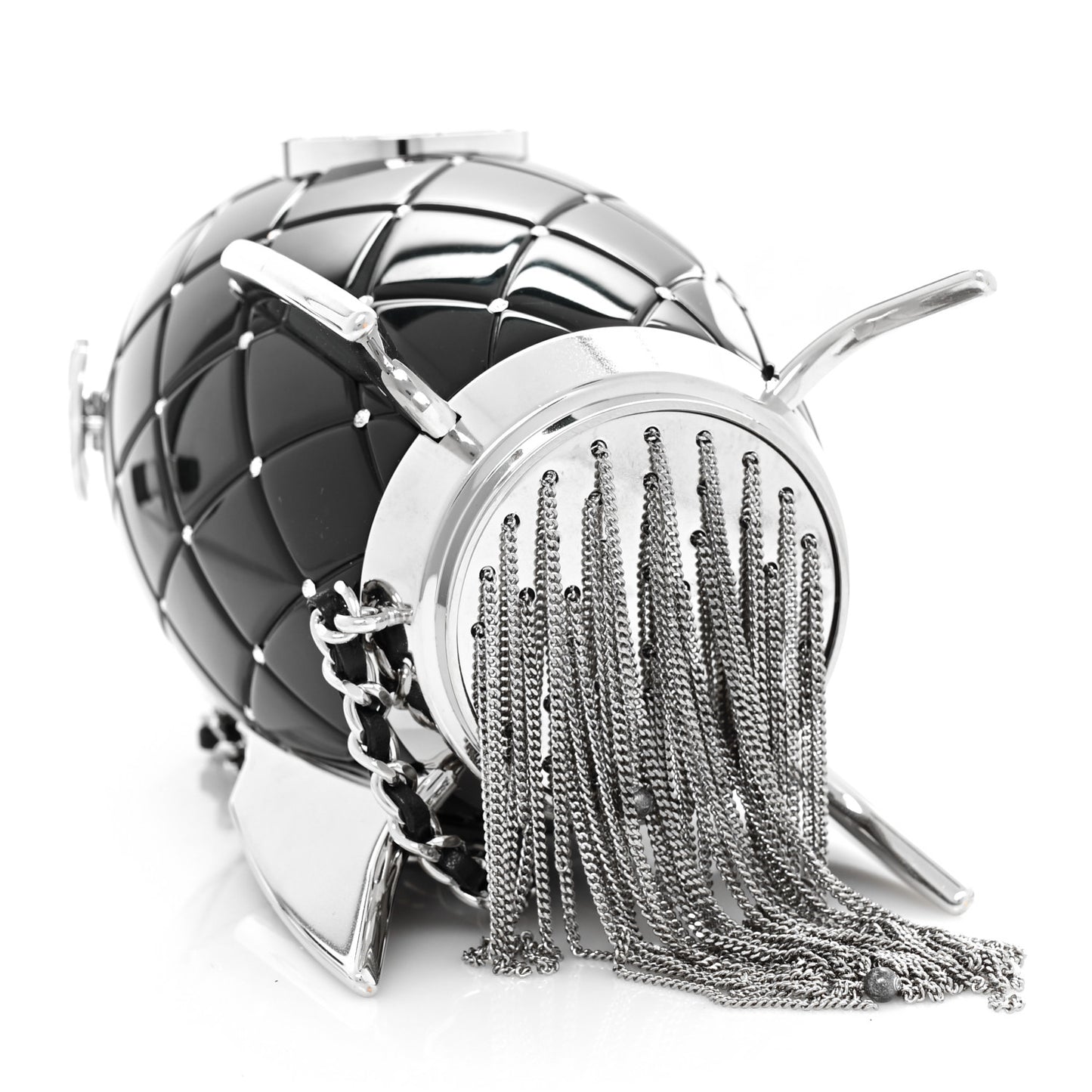 Plexiglass Crystal Rocket Ship Minaudière Clutch Black