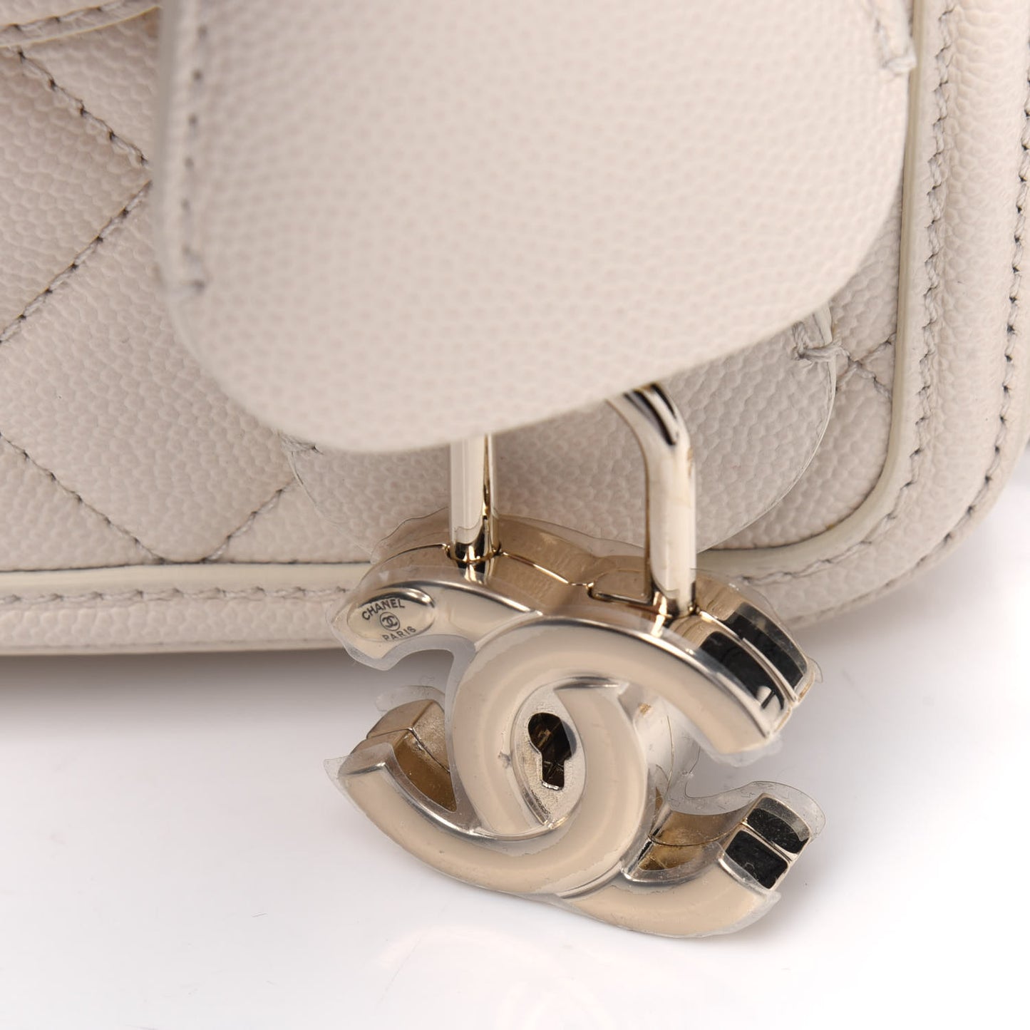 Caviar Quilted CC North South Filigree Vanity Case Light Beige