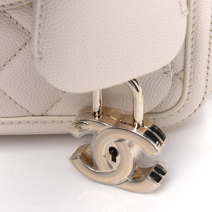 Chanel Caviar Quilted CC North South Filigree Vanity Case Light Beige 15 of 15
