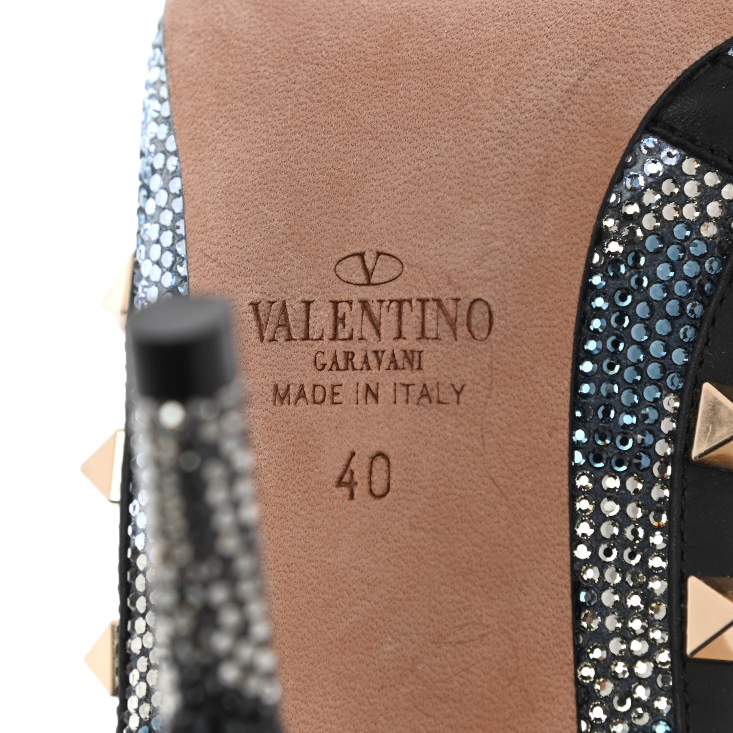 Valentino Garavani Nappa Crystal Camustars Rockstud Ankle Strap 100mm Pumps 40 Blue 8 of 8