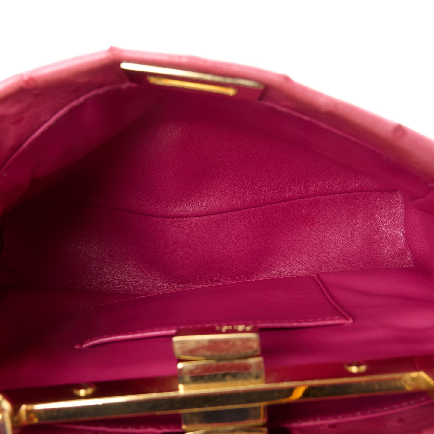 Ostrich Shiny Nappa Mini Peekaboo Iconic Satchel Fuchsia