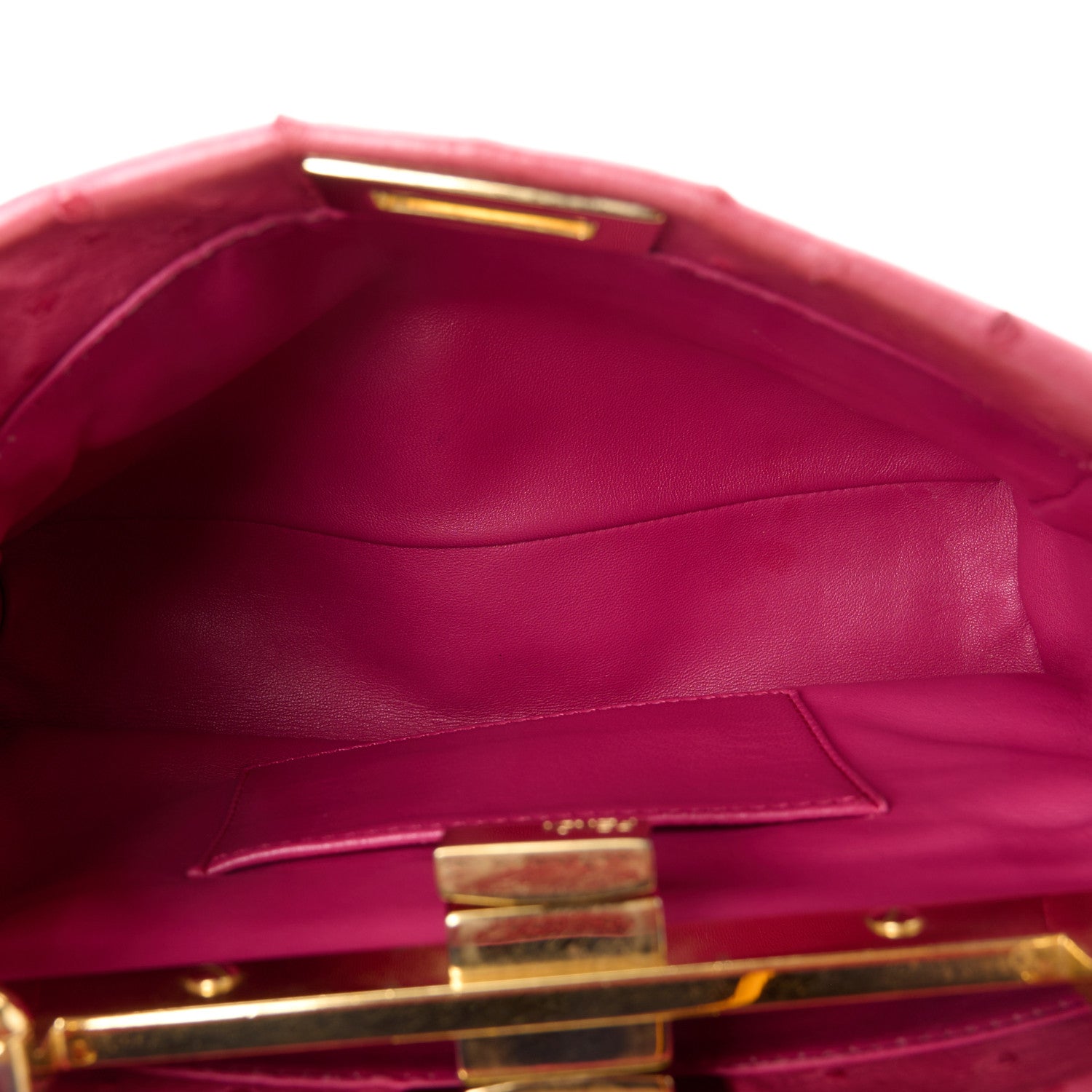 Fendi Ostrich Shiny Nappa Mini Peekaboo Iconic Satchel Fuchsia 6 of 11