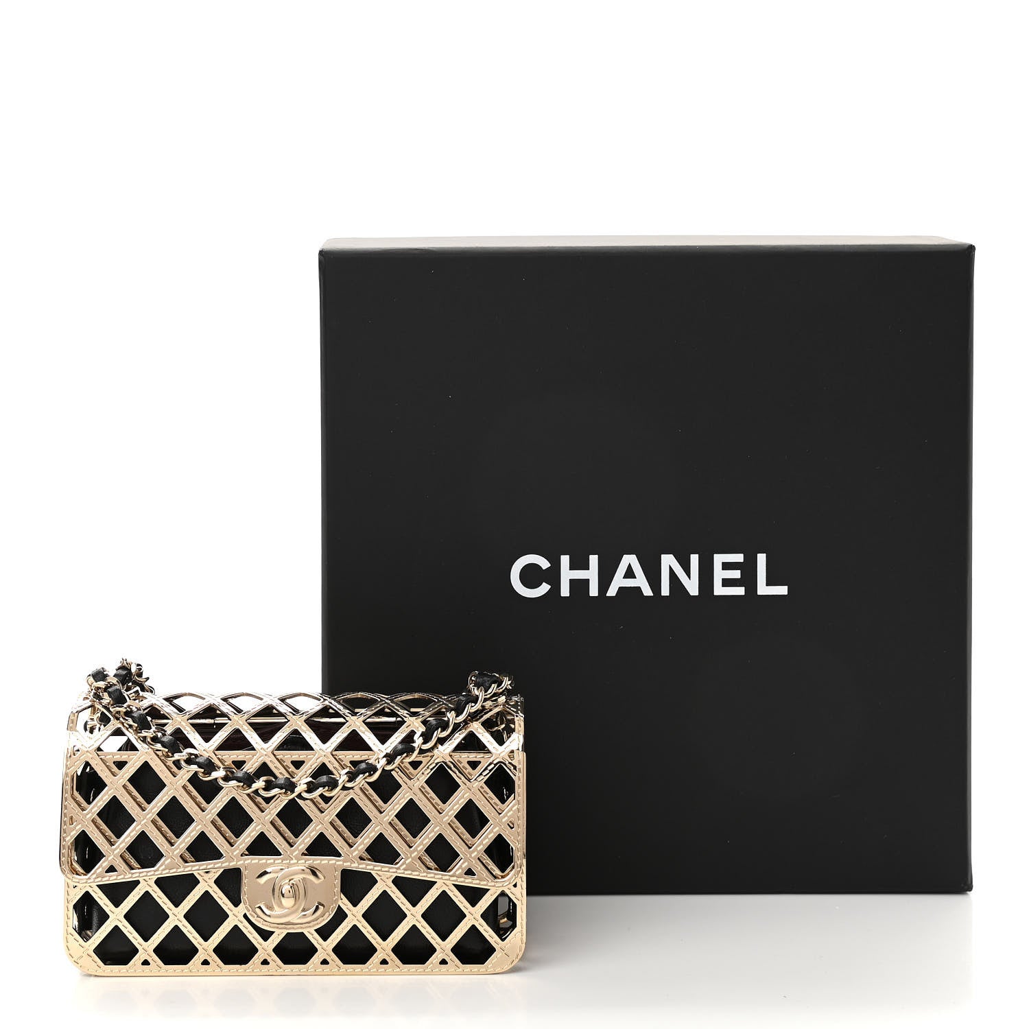 Chanel Metal Quilted Mini Rectangular Flap Gold 10 of 10