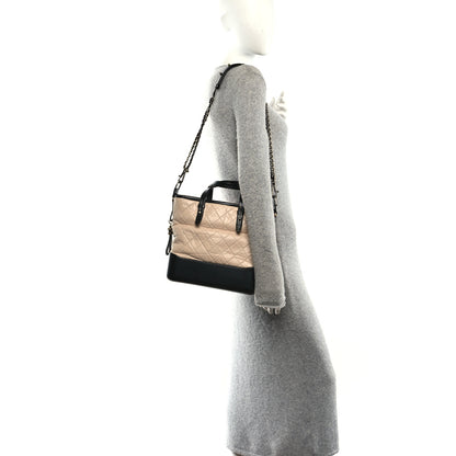 Chanel Aged Calfskin Quilted Medium Gabrielle Shopping Tote Beige Black 2 of 11