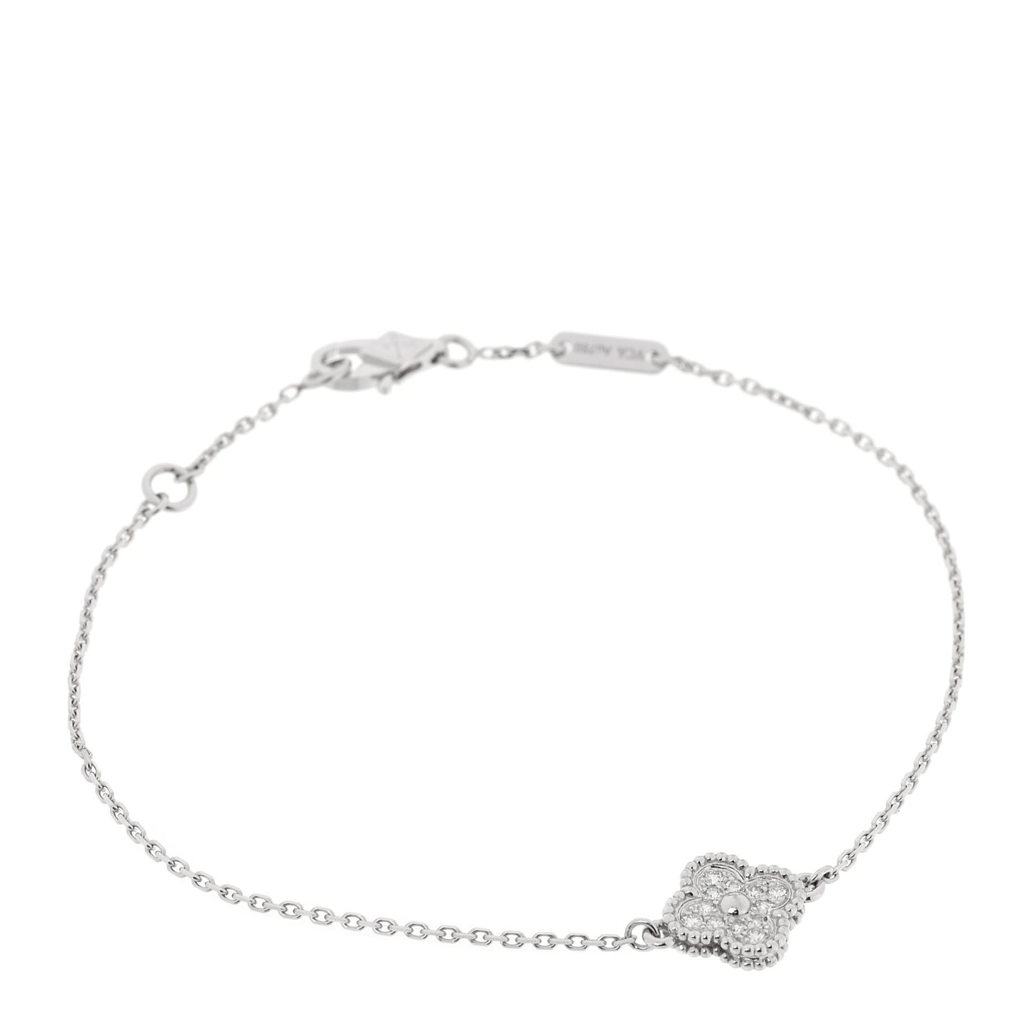 18K White Gold Diamond Sweet Alhambra Bracelet