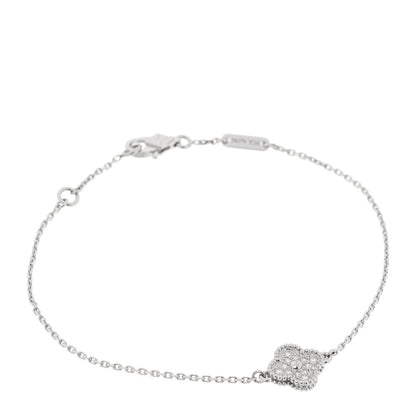 Van Cleef & Arpels 18K White Gold Diamond Sweet Alhambra Bracelet 1 of 5