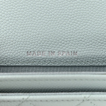 Chanel Caviar Quilted Flap Card Holder Wallet Light Blue 7 of 9