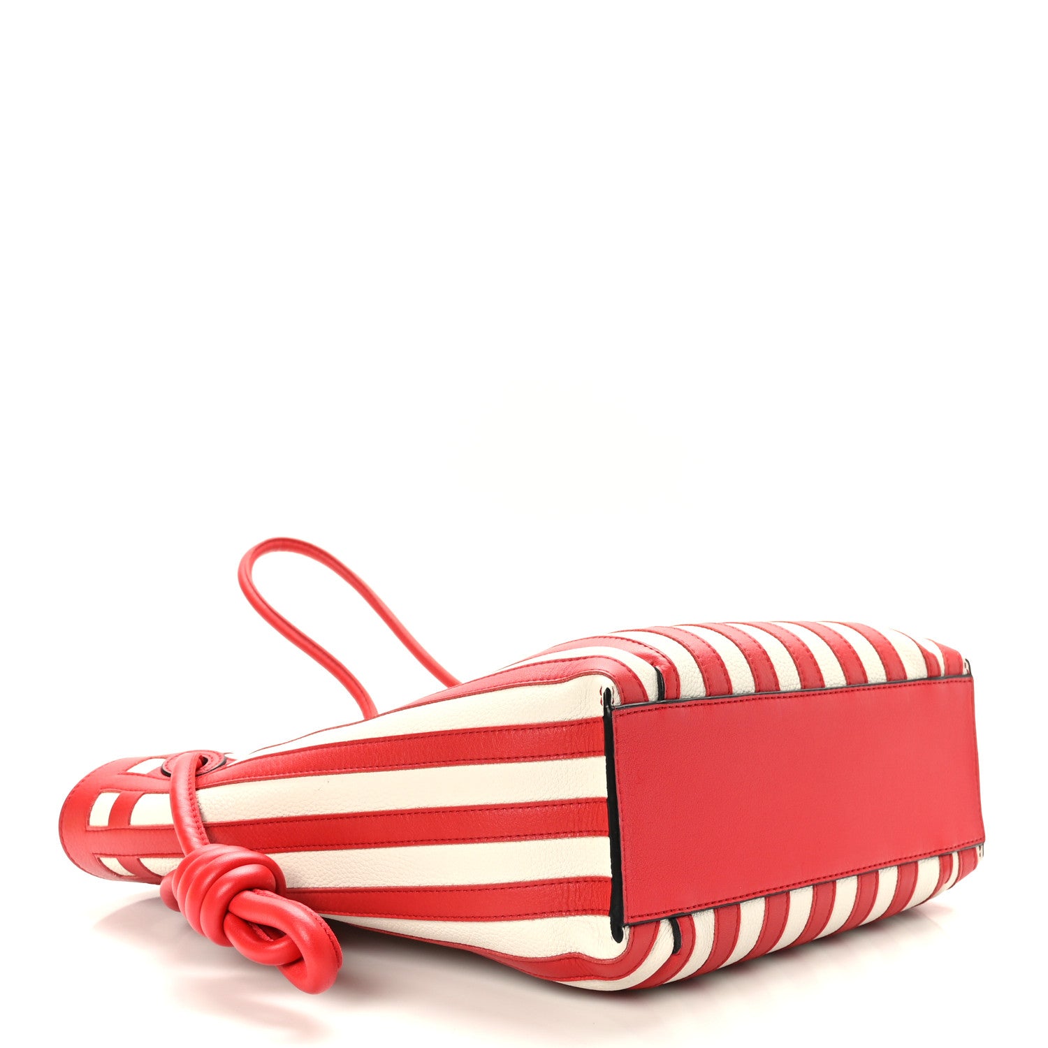 Loewe Calfskin Grid Flamenco Knot Tote Red White 4 of 8