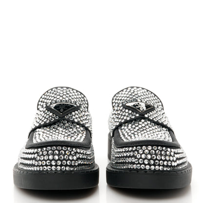 Prada Satin Crystal Metal Triangle Logo Mens Loafers 7 Cristal 2 of 10